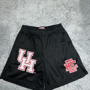 Eric Emanuel Black Mesh Shorts with Red and White UH Logos